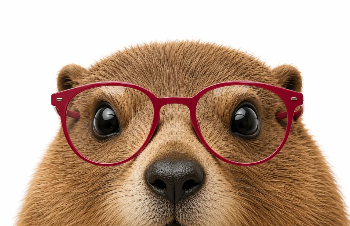 La mascotte Lyleoo, une marmotte à lunettes, de près