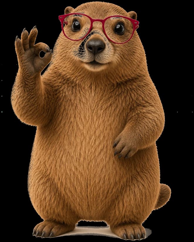 La mascotte Lyleoo, une marmotte faisant un signe OK